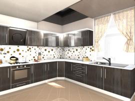 Кухня фасады в искусственной коже угловая бизнес класса