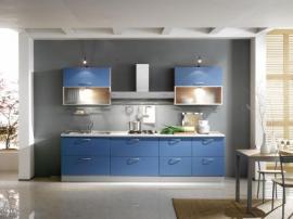 Кухонная мебель модерн голубая МДФ в пленке ПВХ