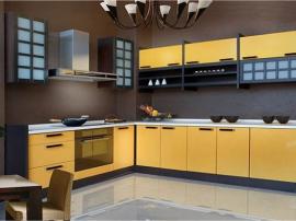 Кухонный гарнитур в восточном стиле ярко-желтый МДФ пленка ПВХ с вставками из массива модное направление
