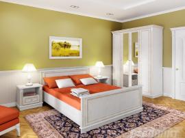 Белая мебель с золотой патиной в спальню на заказ с резными элементами стиль классика