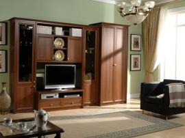 Классическая мебель в гостиную по индивидуальным размерам коричневого цвета