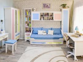 Нежная детская комната на заказ белого цвета из МДФ в пленке ПВХ