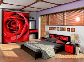 Спальня на заказ с фотопечатью Розы на МДФ