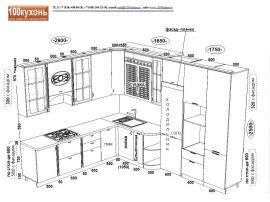 Дизайн проект угловой кухни классической с пеналами