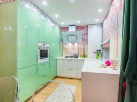  Дизайнерская кухня зелёная мятного цвета фото работы №5 МДФ(эмаль)