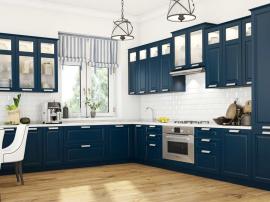 Синяя кухня с фасадами Премиум