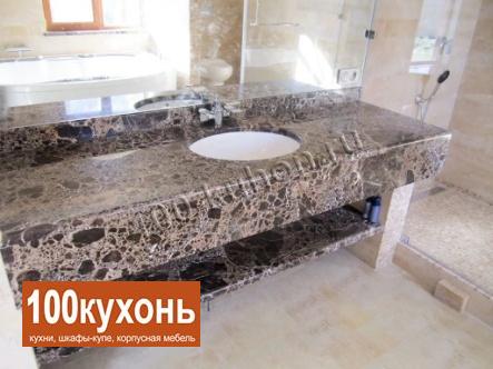 Столешница из редкого мрамора для большой ванной №12