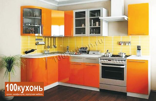 Яркая кухня под заказ МДФ ПВХ ''Оранжевая''