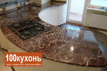 Радиусная столешница из коричневого мрамора №4