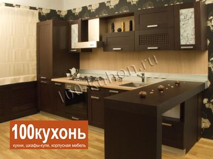 Чёрная кухня МДФ шпон в японском стиле образец №1