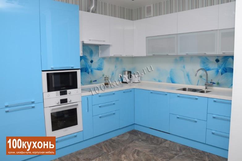 Кухня голубая МДФ пленка