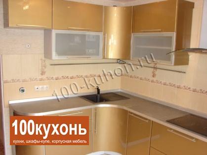 Индивидуальная кухня золотая в эмали образец №4 МДФ(эмаль)