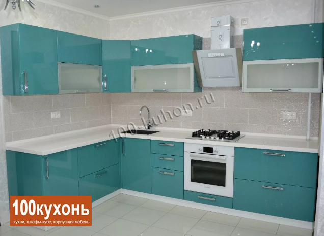 Кухня МДФ пленка цвета морской волны
