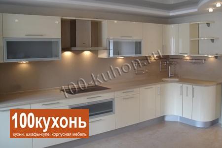 Индивидуальная красивая белая кухня в молочном пластике