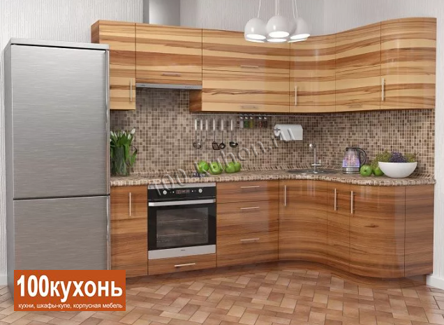 Угловая кухня МДФ пластик под дерево