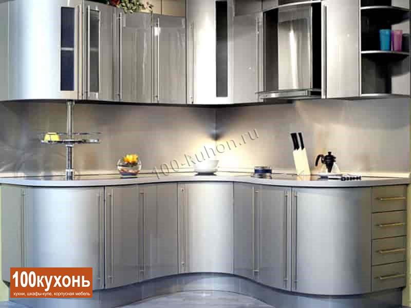 Кухня маленькая радиусная в эмали серебро
