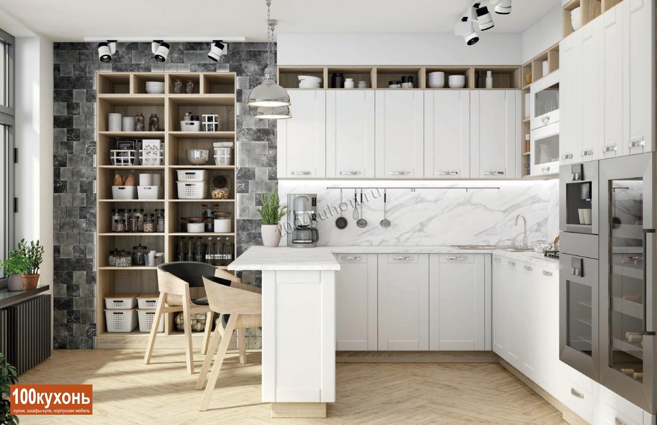 Аделия -кухонный гарнитур белый в скандинавском стиле