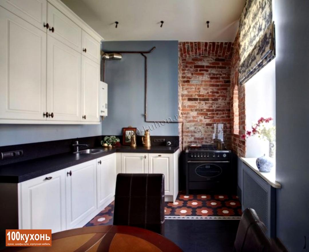 Белая кухня для квартиры в стиле Лофт