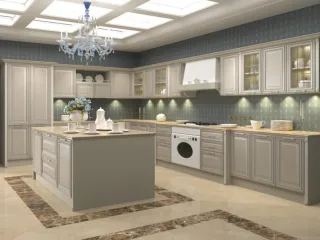 Кухня Силенцио нежно-серого цвета с итальянскими фасадами
