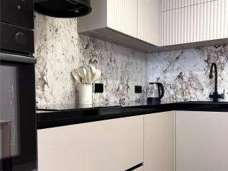 Кухня капучино с рифлеными фасадами фото 2
