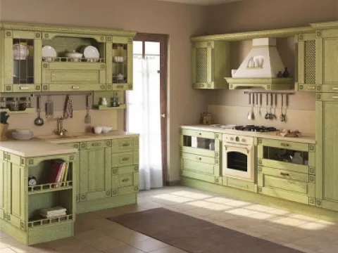 Красивая кухня из массива "Модерн С" покрытая эмалью