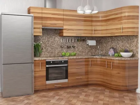 Угловая кухня МДФ пластик под дерево